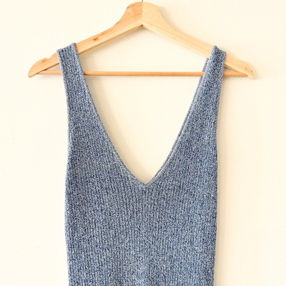 Zara Knit Blue V-Neck Midi Dress Size Medium - Picture 7 of 10